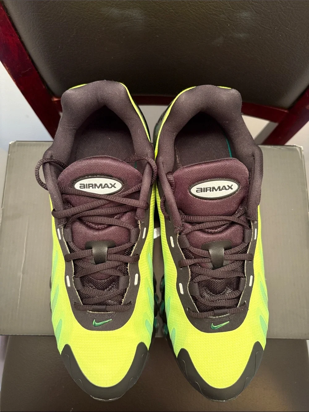 New Nike Airmax Air Max DN8 AMD Kids Neon Green and Black Sneakers Size 6Y